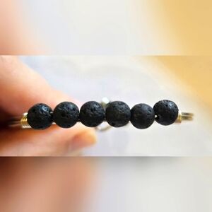 Luca+Danni Black Lava Stone Silver Toned Bracelet